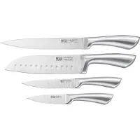 Resto Kitchenware Messer-Set "Merope, Edelstahlmesser 4-teilig in Magnet-Geschenkbox" Santoku-Messer, Tranchiermesser, Universalmesser, Schälmesser