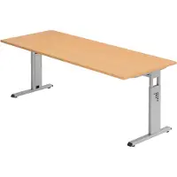 Bümö Schreibtisch Serie-O - Gestell: Silber, Nachbildung: Buche, Größe: 200 x 80 cm