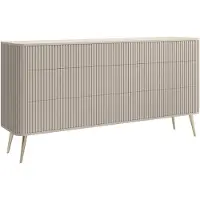 Selsey Ovarlo - Kommode mit 6 Schubladen, Greige mit Metallbeinen, 168 cm