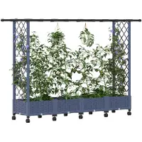 vidaXL Hochbeet mit Rankgitter und Dach Grau 203 x 40 x 127 cm PP
