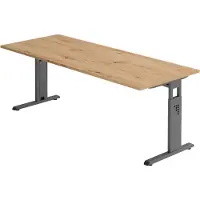 Bümö Schreibtisch Serie-O - Nachbildung: Asteiche, Gestell: Graphit, Größe: 200 x 80 cm