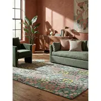 KADIMA DESIGN Wollteppich floral Grün-Bunt 120 x 170 cm - VALE