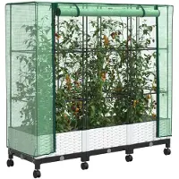 vidaXL Gartenplanter mit Gewächshausabdeckung und Rädern 3 Stk. Weiß