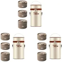 Semoic 6X Lebensmittel-Wärme-Lunchbehälter, Edelstahl-Thermo-Lunchbehälter, Tragbarer Thermo-Bento-Box-Lebensmittelbehälter, B