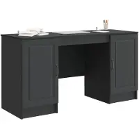 vidaXL Schreibtisch mit Regal Schwarz 142,5 x 50 x 75 cm Holzwerkstoff