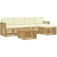 vidaXL Outdoor-Sofagarnitur 6 pcs Weiß und Creme 59 x 59 x 37 cm