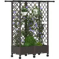vidaXL Hochbeet mit Rankgitter und Dach Braun 124 x 40 x 127 cm PP