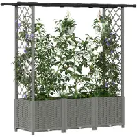 vidaXL Hochbeet mit Rankgitter und Dach Hellgrau 162,5 x 40 x 136 cm