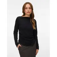 Vero Moda Langarmshirt "VMMILLE LS BOATNECK SHORT TOP JRS NOOS" Materialmix, regular fit