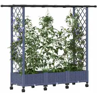 vidaXL Hochbeet mit Rankgitter und Dach Grau 164 x 40 x 127 cm PP