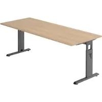 Bümö Schreibtisch Serie-O - Gestell: Graphit, Nachbildung: Eiche, Größe: 200 x 80 cm