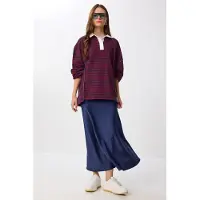 Happiness İstanbul Hoch geschnittener Satin-Maxi-Rock