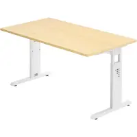 Bümö Schreibtisch Serie-O - Nachbildung Ahorn, Gestell: Weiß, Größe: 140 x 80 cm