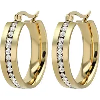 Adelia´s Paar Creolen "Ohrringe – Creole aus Edelstahl mit Strass Steinchen" Perfekt als Geschenk zum Valentinstag