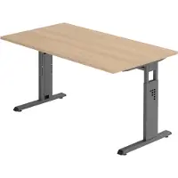 Bümö Schreibtisch Serie-O - Gestell: Graphit, Nachbildung: Eiche, Größe: 140 x 80 cm