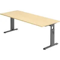 Bümö Schreibtisch Serie-O - Nachbildung Ahorn, Gestell: Graphit, Größe: 200 x 80 cm