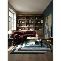 KADIMA DESIGN Wollteppich geometrisch Türkis-Beige 120 x 180 cm - HALLEIN Kadima