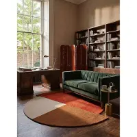 KADIMA DESIGN Wollteppich Rund mit Segment Muster – Hochwertig handgefertigt aus 100% Wolle | 150x150cm
