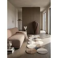 KADIMA DESIGN Wollteppich Mia Ellipse Scallop | Handgetufteter Kurzflor-Teppich mit modernem Kreis-Design | Für Wohnzimmer & Flur | 80x230cm