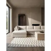KADIMA DESIGN Waschbarer Kurzflor Teppich 4mm Florhöhe Supersoft Modernes abstraktes Schachbrettmuster Beige | 194x290cm