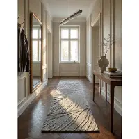 KADIMA DESIGN WOLLTEPPICH LEVEN, floral, Grau, 60 x 230 cm