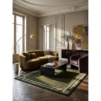KADIMA DESIGN Teppich im Art-Déco-Stil | Handgetufteter Halbflach Teppich aus Wolle-Viskose-Mischung mit edler Bordüre | 120x170cm