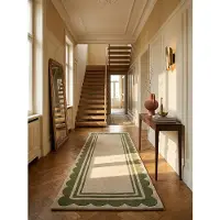 KADIMA DESIGN Wollteppich Handgetuftet mit elegantem Jakobsmuschel-Design | Langlebig & Komfortabel | 80x230cm