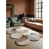 KADIMA DESIGN Wollteppich Mia Ellipse Scallop | Handgetufteter Kurzflor-Teppich mit modernem Kreis-Design | Für Wohnzimmer & Flur | 160x230cm