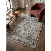 KADIMA DESIGN Teppich im Vintage-Stil | Recyceltes Polyester | Medaillon-Design | Fußbodenheizung geeignet | 160x230cm