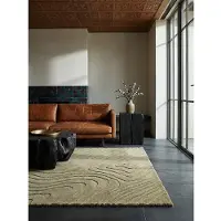 KADIMA DESIGN Wollteppich handgetuftet | Modernes abstraktes Wellenmuster | Strapazierfähig und fußbodenheizungsgeeignet | 200x290cm