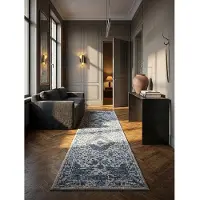 KADIMA DESIGN Teppich mit traditionellem Medallion-Muster, recycelt und pflegeleicht | 60x230cm