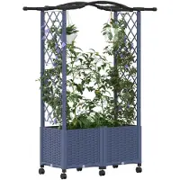 vidaXL Hochbeet mit Rankgitter und Dach Grau 125 x 40 x 144 cm PP