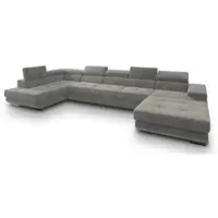 Masseno Ecksofa TORIVA L-S mit Schlaffunktion U-Form, Sofa mit Bettkasten, Wohnzimmersofa, Couch, Soffa, Bettsofa, Couchgarnitur- Hellgrau, MONOLITH 84
