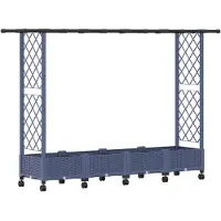 vidaXL Hochbeet mit Rankgitter und Dach Grau 203 x 40 x 127 cm PP