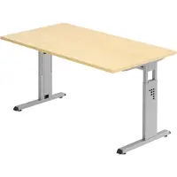 Bümö Schreibtisch Serie-O - Nachbildung Ahorn, Gestell: Silber, Größe: 140 x 80 cm