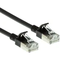 ACT Schwarzes 10 Meter langes LSZH-U/FTP-Cat6a-Datencenter-Slimline-Patch-Kabel mit RJ45-Anschlüssen und Knickschutz, 10 m, Cat6a, U/FTP (STP), RJ-45, RJ-45, Schwarz