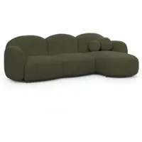 S-Style Möbel Nuvola - Moderne Ecksofa L-Form aus Grün Bouclé-Stoff mit abgerundetem Design und hohem Sitzkomfort