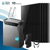 SolarMars Balkonkraftwerk 4000 Watt mit Speicher Anker SOLIX 4 Pro mit 5M MC4 Solarkabel - 5000Wp ‚Äì 10 Module / 3x BP5000 / Balkon