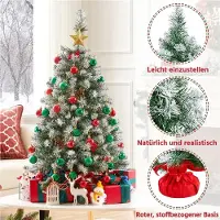Yaheetech 90 cm Künstlicher Weihnachtsbaum mit Schnee, kleiner Tannenbaum mit Ständer & 96 Spitzen, für Tisch