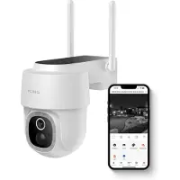 FlinQ Smart Dome Guard Sicherheitskamera Weiß 16,3 x 9,9 x 13,8 cm - Drahtlose 2K Solar-Außenkamera mit Nachtsicht und App-Steuerung