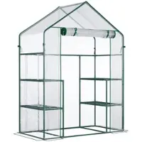 STILVORA Foliengewächshaus Metall Transparent 142x73x195 cm mit Regalen