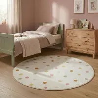 Little Olly Waschbarer Kinderteppich Rund - Evi Confetti Bunt Ø 140 cm