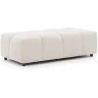 S-Style Möbel HOCKER Bubble mit Sitzfläche in Bubble-Optik aus weichem Hellbeige Strukturstoff mit schöner Sitzkomfort