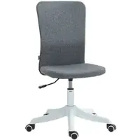 HOMCOM Bürostuhl mit Rollen, höhenverstellbar und mit Leinen-Optik-Bezug – für Büro oder Arbeitszimmer — 53x43x85–93 cm, Grau