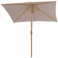 Sekey Rechteckiger Sonnenschirm 200x150 cm Holzoptik, Knickbar, UV-Schutz 50+, Gartenschirm für Balkon und Terrasse, Creme