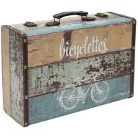 HMF VKO106 Vintage Vintage Koffer Truhe Holzkiste Holz 38 x 26 x 13 cm Deko Fahrrad