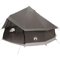 vidaXL Tipi Zelt 8 Personen Braun Grau Polyester und Stahl
