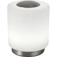 FABAS LUCE Simi Tischleuchte aus satiniertem Nickelmetall und mundgeblasenem Glas mit integrierter 8W LED, 3000K, dimmbarer Touch-Steuerung, Code 3257-30-178
