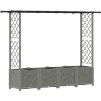 Syfax Hochbeet mit Rankgitter und Dach Hellgrau 203 x 40 x 136 cm PP