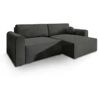 Masseno Ecksofa FIANO M mit Schlaffunktion L-Form, Sofa mit Bettkasten, Wohnzimmersofa, Couch, Soffa, Bettsofa, Couchgarnitur- Schwarz, MONOLITH 95